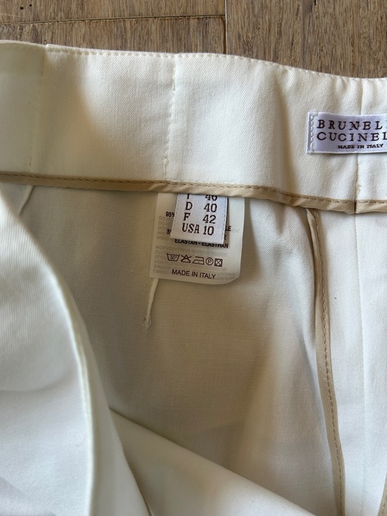 Brunello Cucinelli stretch-cotton white capri trousers size US 10 made in Italy - Picture 8 of 16